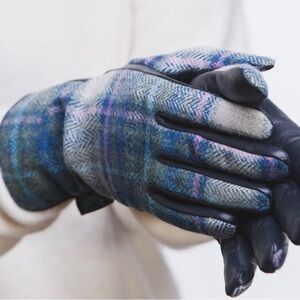 Gloves combined tweed and leatherette with warm lining‎ Size L/XL